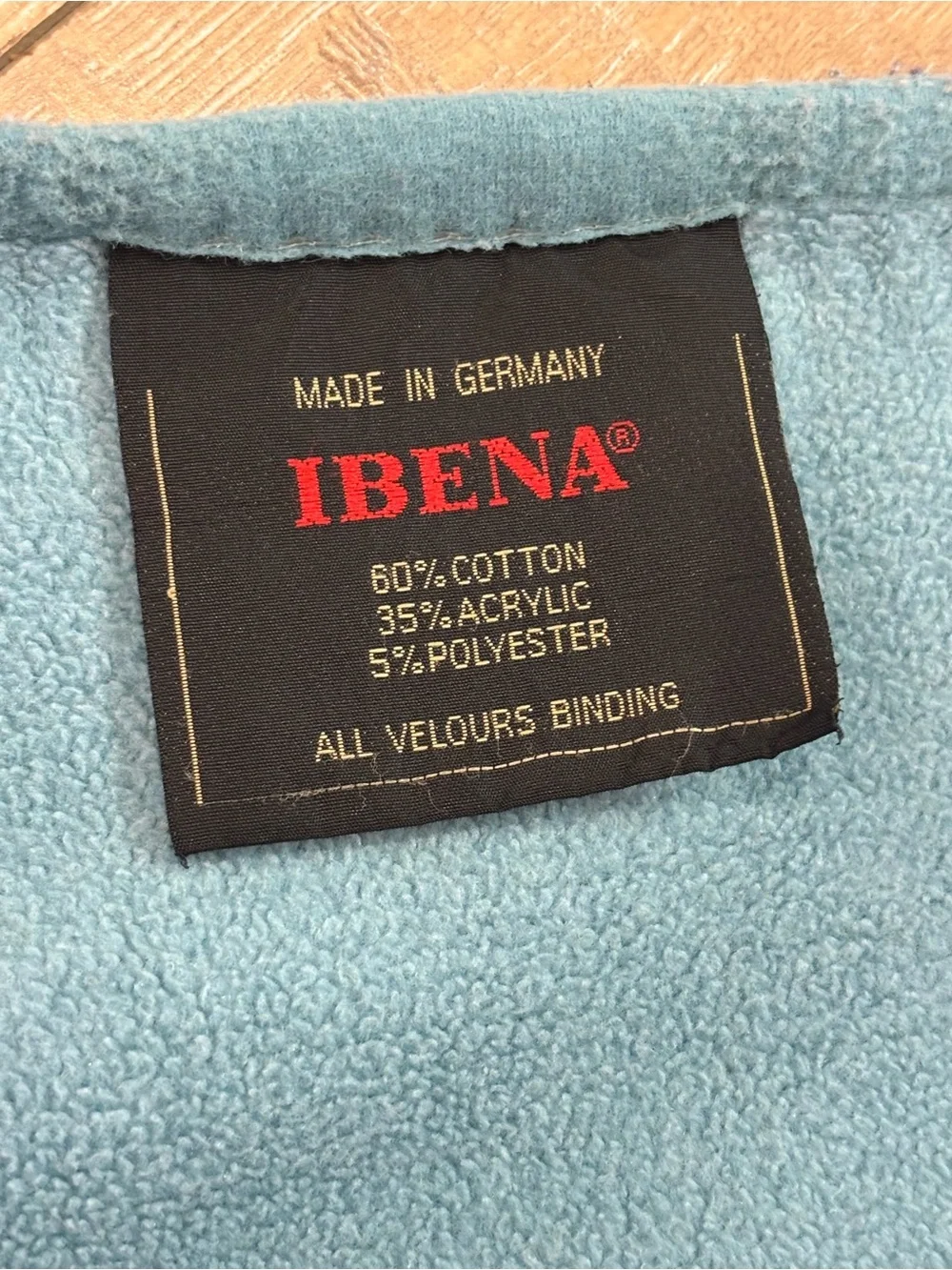 VTG Ibena Germany Geometric Throw Blanket Reversible MCM Blue Yellow Red